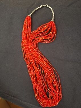 Red Multi-Strand Seed Bead Necklace - Bold Women’s Jewelry